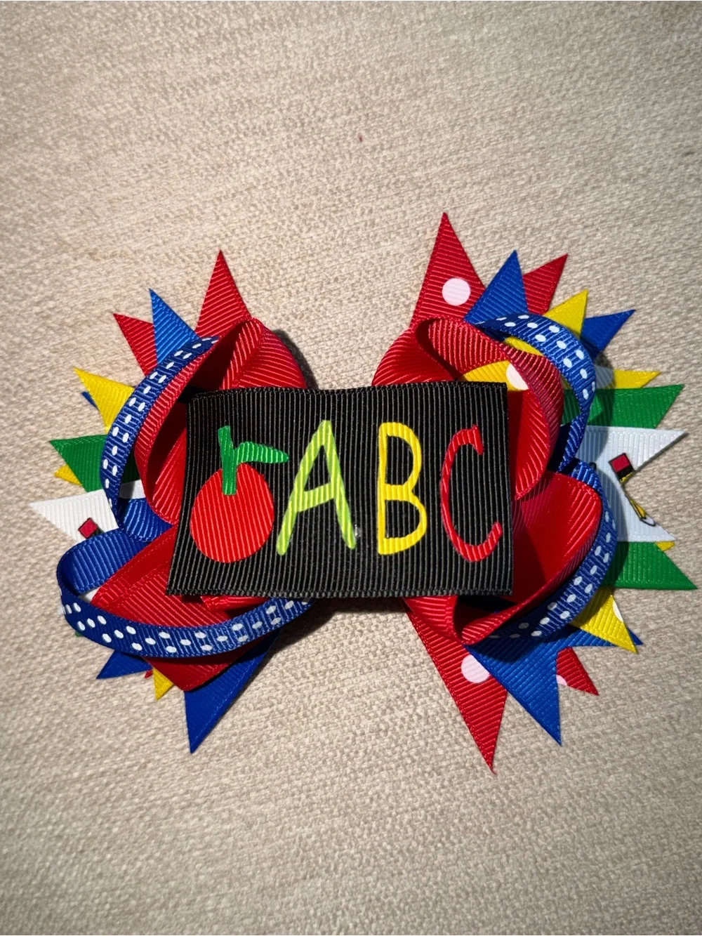 Colorful ABC School Ribbon Hair Bow